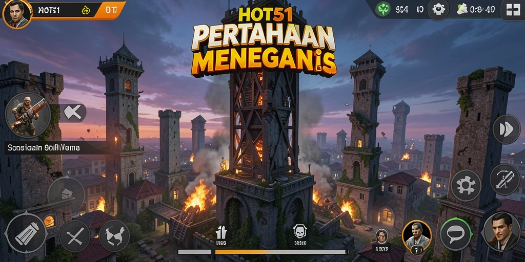 Tangkapan layar HOT51 menunjukkan aksi menara pertahanan yang intens.