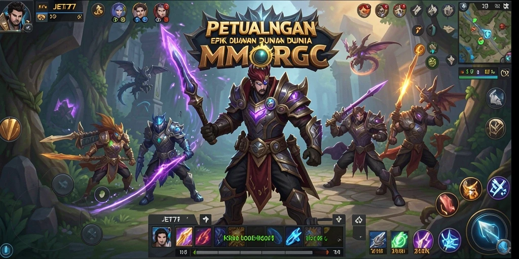 Tampilan gameplay JET77 yang penuh aksi dan pengalaman MMORPG yang mendalam.