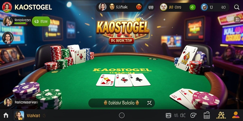 Tampilan gameplay seru KAOSTOGEL dalam permainan Poker yang memikat.