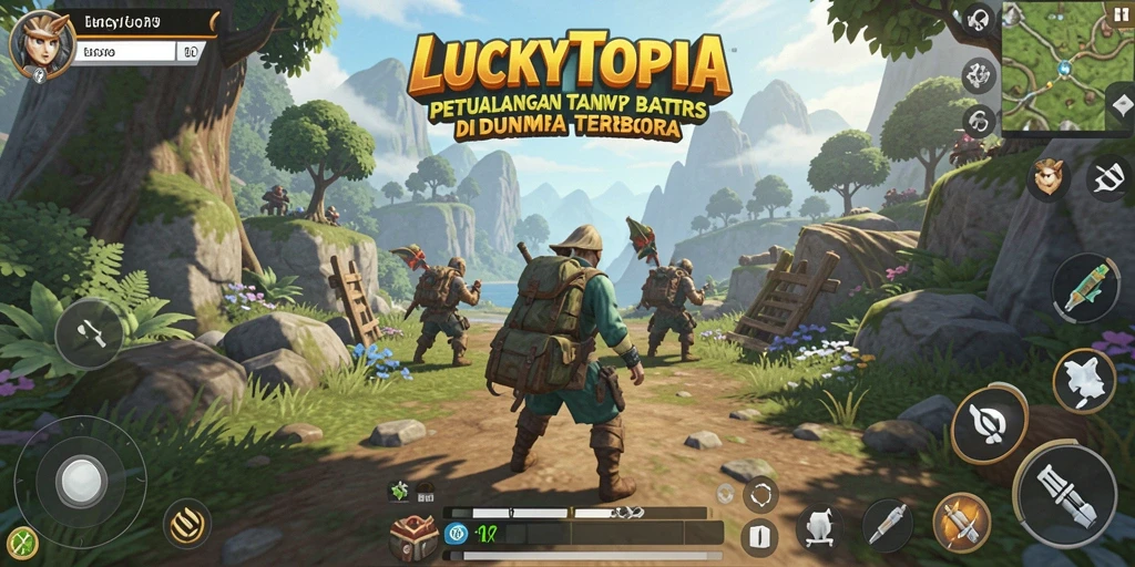 Tampilan gameplay LUCKYTOPIA yang menakjubkan dan mendebarkan.