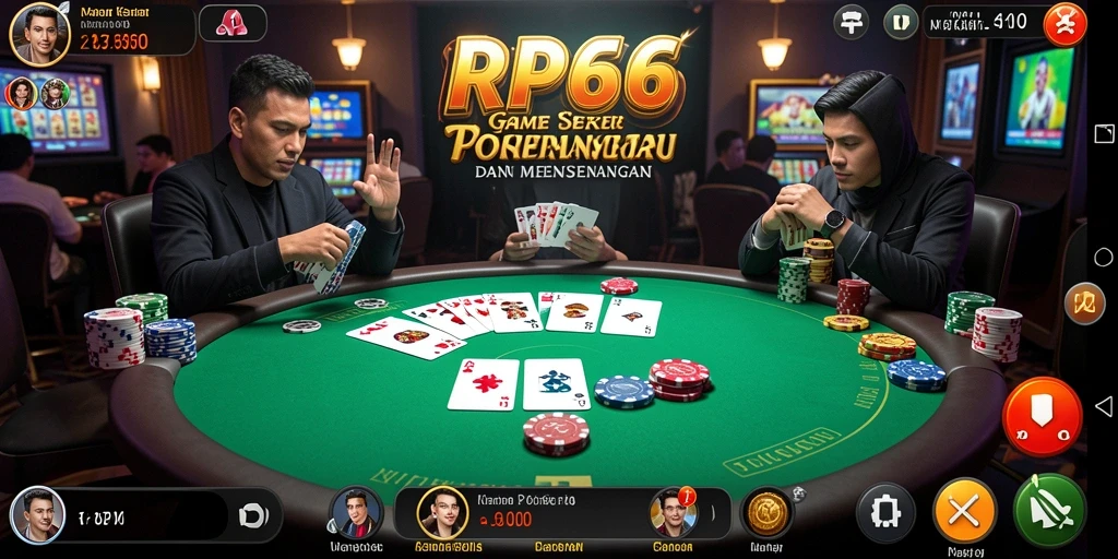 Screenshot utama RP66 menunjukkan keseruan gameplay Poker yang menarik.