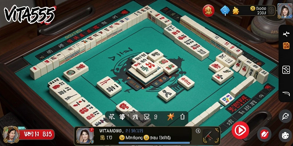 Tampilan gameplay VITA555 yang mengasyikkan dengan ubin Mahjong.
